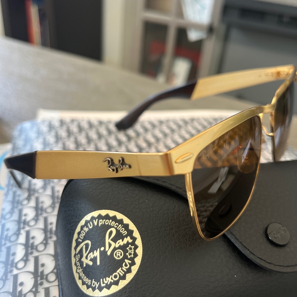 Ray-Ban Gold Frame Sunglasses with Dark Lenses